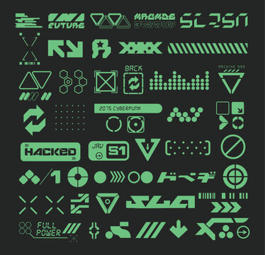 Cyberpunk Design Elements Pack &ndash; Futuristic HUD, Glitch Effects, and Neon Tech Shapes