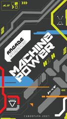 Cyberpunk Poster Template – Futuristic Neon Cityscape with Glitch and Tech Vibes