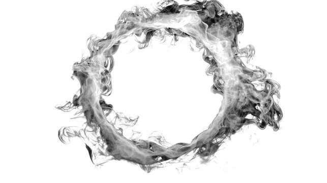 Realistic vapor circle with dramatic fog curling in loop motion, perfect for branding elements and mockups on a transparent background