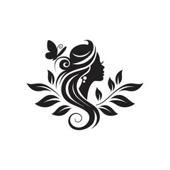 black  floral ornament beauty queen logo icon for business man. 