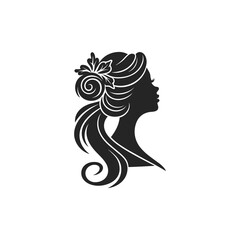 black  floral ornament beauty queen logo icon for business man. 