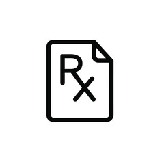 Obraz premium Rx Prescription Document Icon, Medical Form Symbol