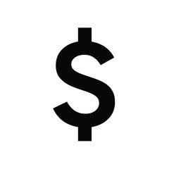 Bold Black Dollar Sign Icon, Currency Symbol, Finance