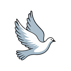 Fototapeta premium White dove flying as a symbol of peace and freedom on a white background