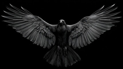 Naklejka premium Mystical Black Wings: Embracing the Darkness of Fantasy and Flight