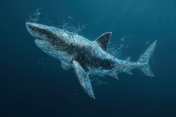 Fototapeta premium Digital Shark Swimming in the Ocean: A Bold Aquatic Predator Design