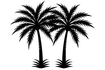 Vector art of silhouette of palm tree set