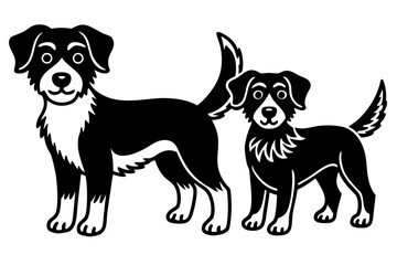 Vector art of silhouette of dogs