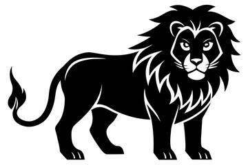 Vector art of silhouette of lion  on white background 