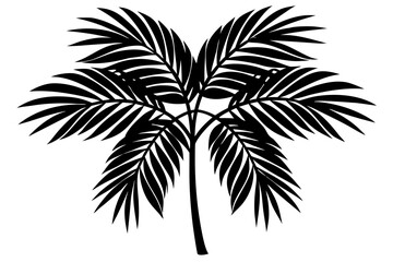 Vector art of silhouette of  palm tree with leaves