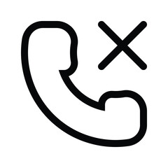 Phone with X cross icon for missed, rejected, or failed calls.