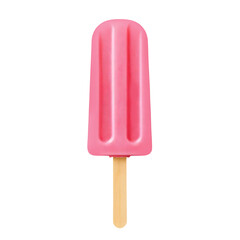 Strawberry ice cream stick isolated on transparent background