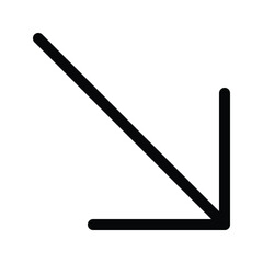 Diagonal arrow down right outline icon for direction and UI navigation.