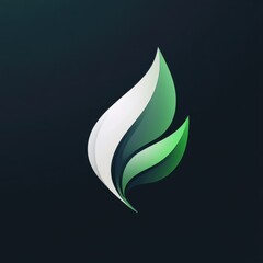 Obraz premium Stylized green and white leaf design conveying sustainability and nature concepts in modern graphic style