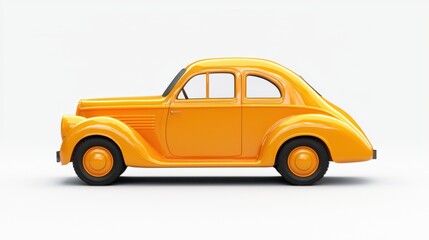 Fototapeta premium Classic yellow car displayed side view in a minimalist setting with a clean background
