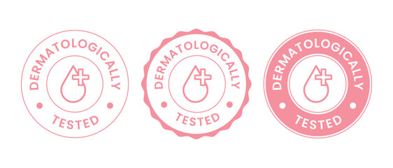 Dermatologically Tested Pink Icons Hypoallergenic Product Badge Set