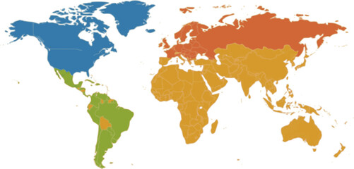 Colorful Continent Political World Map Design
