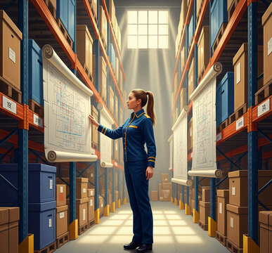 L'all&eacute;gorie artistique de l'ordre et de la pr&eacute;cision humaine dans un environnement logistique magnifi&eacute;, inspir&eacute;e par la tradition des beaux-arts
