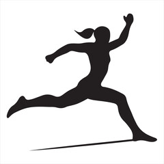 Silhouette Style Vector Jump Logo Design &ndash; Energetic Human Figure in Motion, Athletic Sports Icon for Fitness Branding, Gym Posters, Activewear Prints, Motivation, and Health Campaigns