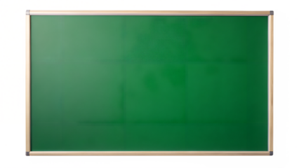 A green chalkboard with slight chalk residue, isolated on transparent background