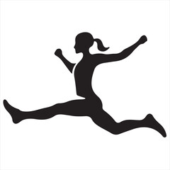 Fototapeta premium Silhouette Style Vector Jump Logo Design – Energetic Human Figure in Motion, Athletic Sports Icon for Fitness Branding, Gym Posters, Activewear Prints, Motivation, and Health Campaigns