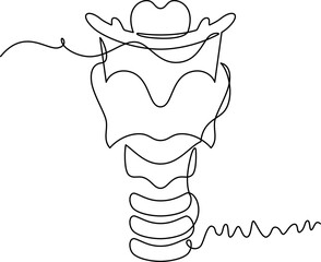 one line art Larynx vector illustration. line art, one continuous line, simple, hand drawn and sketch style. for icons, symbols, signs or logos. PNG