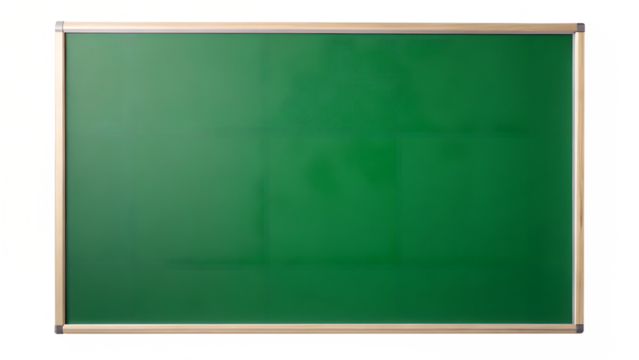 A green chalkboard with slight chalk residue, isolated on transparent background