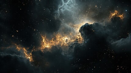 Obraz premium Deep space nebula with fiery clouds