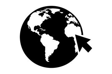 Globe earth pointer navigation map location travel silhouette vector illustration