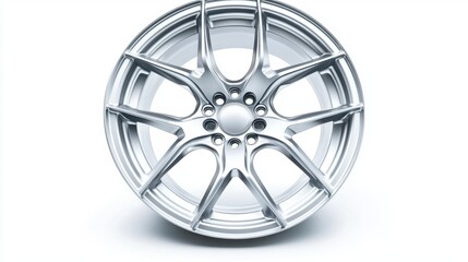Obraz premium Modern alloy wheel design showcasing intricate details suitable for sports cars or automotive enhancement projects