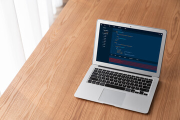 Software development programming on computer screen for modish application and program coding