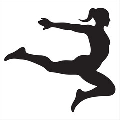 Silhouette Style Vector Jump Logo Design &ndash; Energetic Human Figure in Motion, Athletic Sports Icon for Fitness Branding, Gym Posters, Activewear Prints, Motivation, and Health Campaigns