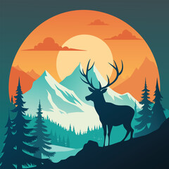 winter landscape with deer