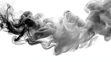 White and gray smoke vapor swirls with misty, flowing shapes, isolated on a transparent PNG background. High-resolution cutout perfect for overlay effects and atmospheric visual designs