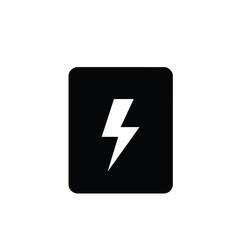 Black lightning bolt icon on rounded square energy