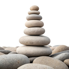 Pile of stones isolated on transparent background great for landscaping and meditation visuals
