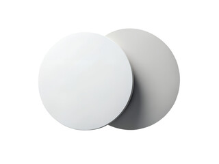 Two overlapping circles, one white and one grey, isolated on a transparent background
