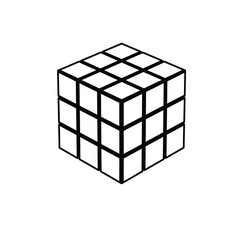 Black outline of a cube puzzle game logic