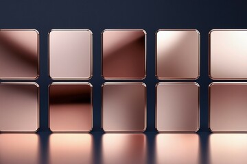Collection of backgrounds with a metallic gradient. Brilliant plates with bronze effect.
