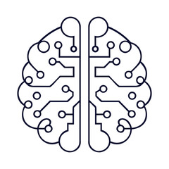 Abstract vector illustration featuring an AI mind symbol, an AI icon, anda  brain design, representing concepts of business