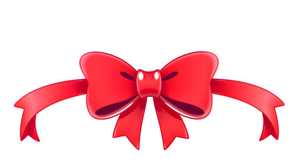 Glossy Red Ribbon Bow PNG Clipart Transparent Decorative Element