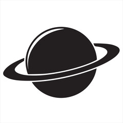 Silhouette Style Vector Planet Logo Design &ndash; Minimal Space Icon with Orbit Rings, Astronomy Theme, Celestial Body Graphic for Branding, Science Projects, Stickers, and T-Shirt Prints