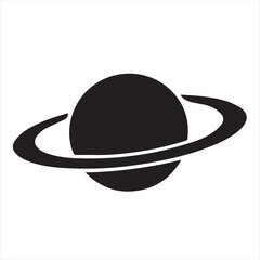 Silhouette Style Vector Planet Logo Design &ndash; Minimal Space Icon with Orbit Rings, Astronomy Theme, Celestial Body Graphic for Branding, Science Projects, Stickers, and T-Shirt Prints