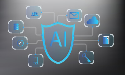 Glossy blue square web icons with a vector alphabet letter AI, perfect for business communication and technology design