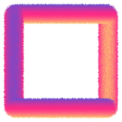 colorful square frame with fur effect isolated 