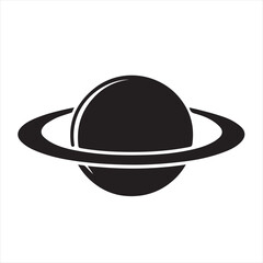 Silhouette Style Vector Planet Logo Design &ndash; Minimal Space Icon with Orbit Rings, Astronomy Theme, Celestial Body Graphic for Branding, Science Projects, Stickers, and T-Shirt Prints
