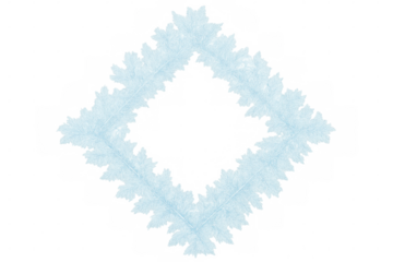 Eight ice crystals forming a decorative square frame on transparent background, perfect for winter projects