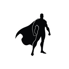 Heroic figure cape silhouette superhero black © dipu