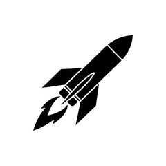 Bold Rocket Ship Launching with Fiery Blast Illustration for Space Exploration or Technology Concept