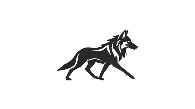 A stylized black wolf silhouette on a clean white background